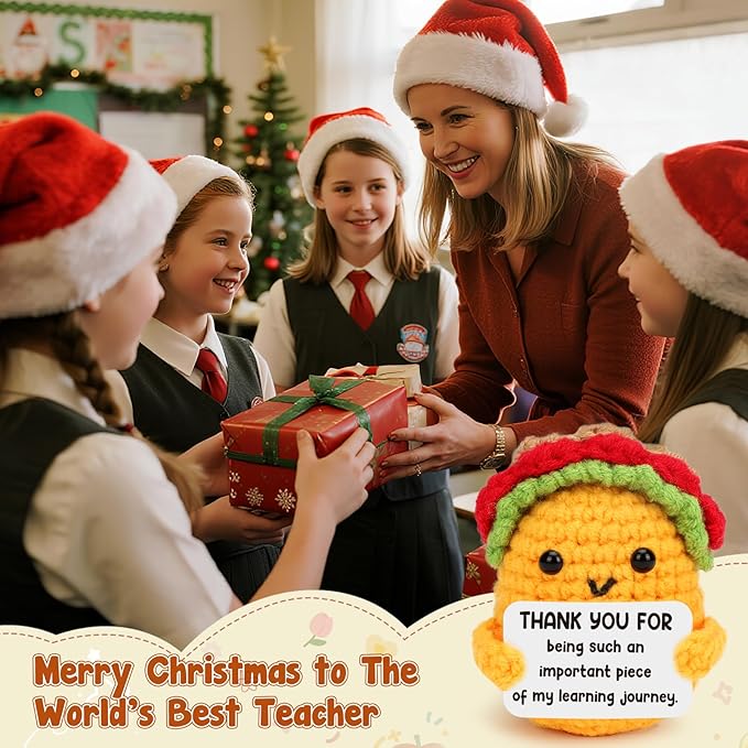 LuoHere Valentines Appreciation Gifts for Teacher Women Boss Leader Mentor- Cool Teachers Birthday Day Gifts Thank You Coworker Manager Christmas Small Handmade Crochet Taco