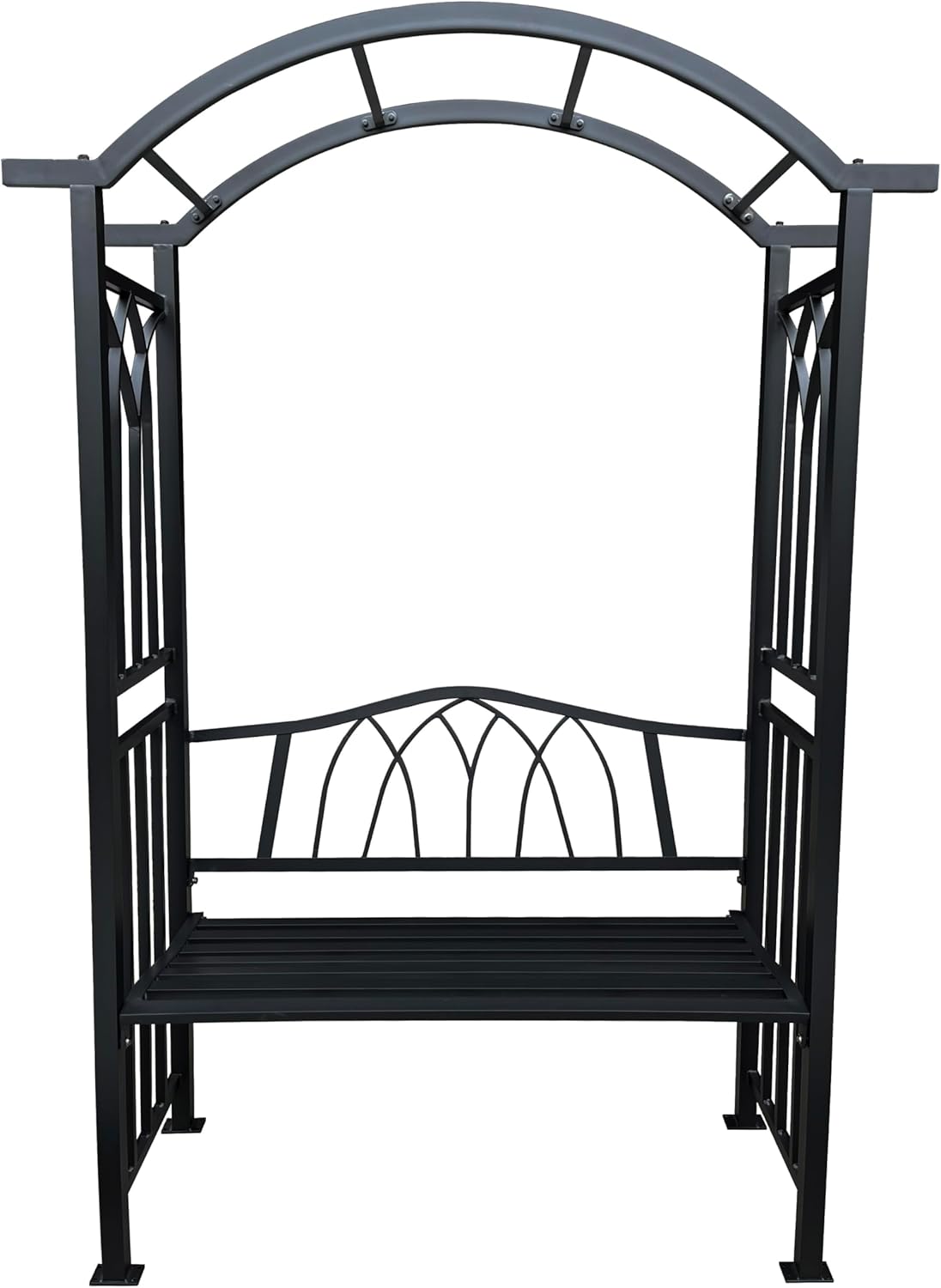 Black Aluminum Garden Arbor Arch with 2-Seater Bench