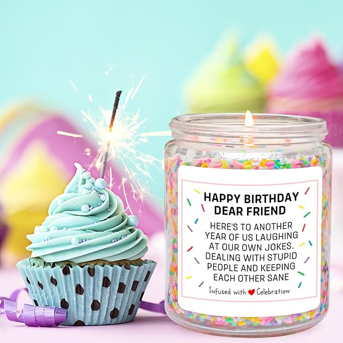 Homsolver Birthday Gifts for Women Men, Friendship Gift for Friends, Unique Christmas Female Coworker, Bestie, Happy Birthday Vanilla Cream Candles