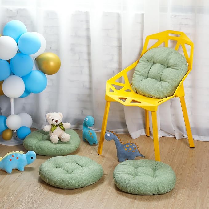 Fumete 8 Pcs 16 Inch Floor Cushions Pillow for Kids Bulk Classroom Round Flexible Seating Floor Cushions for Students Home Daycare School Reading Corner Yoga Meditation Picnic (Green)