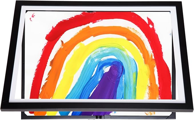Dynamic Frames Li’l Davinci Art Cabinet, Stores up to 50 Pieces of 18 x 24 inch Art, Outer Wooden Frame Dimensions 20.88 x 26.88 inches, Kids Art Frame, Front Opening, Universal Hanging, Black