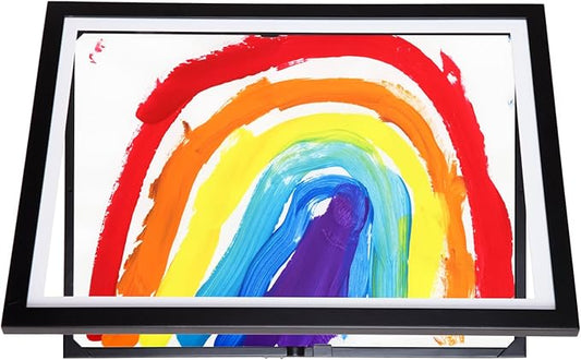 Dynamic Frames Li’l Davinci Art Cabinet, Stores up to 50 Pieces of 18 x 24 inch Art, Outer Wooden Frame Dimensions 20.88 x 26.88 inches, Kids Art Frame, Front Opening, Universal Hanging, Black