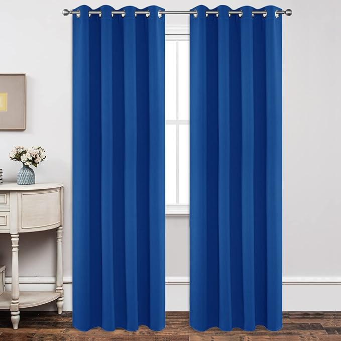 Joydeco Blackout Curtains 95 Inch Length 2 Panels Set, Thermal Insulated Long Curtains& Drapes 2 Burg, Room Darkening Grommet Drapes for Living Room Bedroom Window (W52 x L95 Inch, Royal Blue)