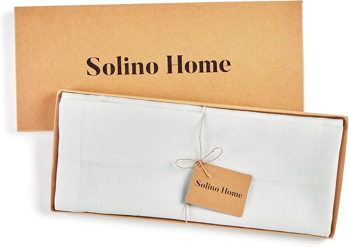 Solino Home 100% Pure Linen Sheer Curtain 18 Inches - European Flax White Kitchen Curtain 52 x 18 Inch - Light Filtering Rod Pocket Window Treatment Panel for Cafe, Bedroom, Living Room - 1 Panel
