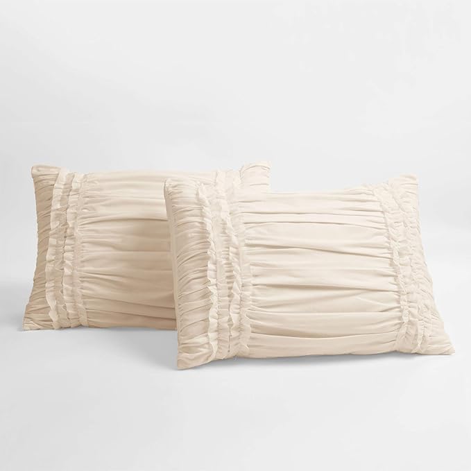 Lush Decor C07815P13 Belle Ivory Comforter (96 x 92 inches) Ruffled Shabby Chic 4 Piece Set with Bed Skirt(80 x 60 inches with a 14. 5 inch drop). and 2 Pillow Shams(20 x 26 inches), Full/Queen