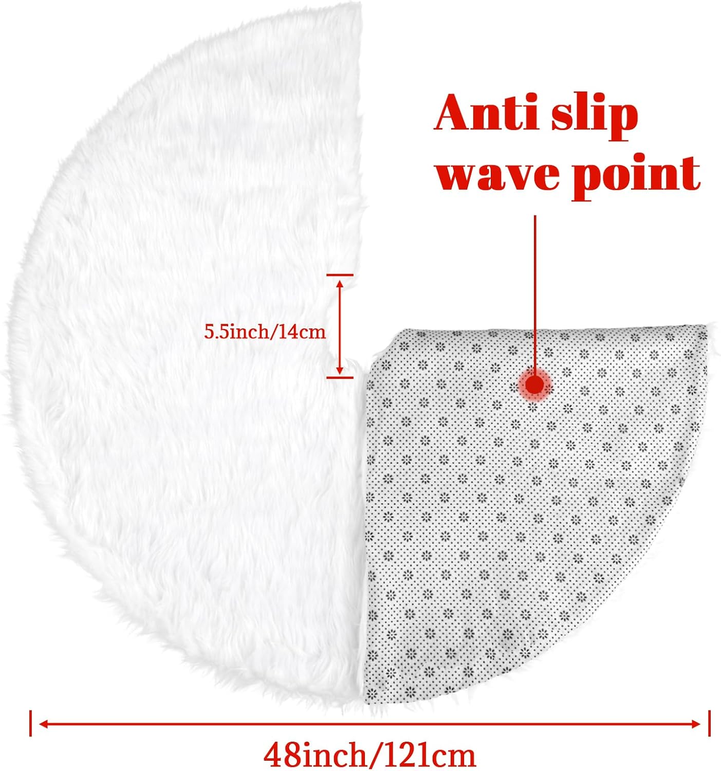 48 Inch Faux Fur Christmas Tree Skirt Soft Snow White Plush Tree Mat Christmas Decorations Fluffy Tree Skirts Xmas Holiday Party Indoor Decorations