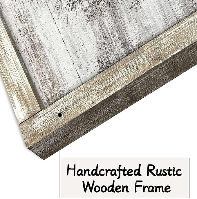 Farmhouse Framed Wall Art Picture: Rustic Barn Farm Wood Artwork Decor Large Country Landscape Windmill Print Horizontal Panoramic Countryside Rural Nature Scene Painting for Living Room Bedroom