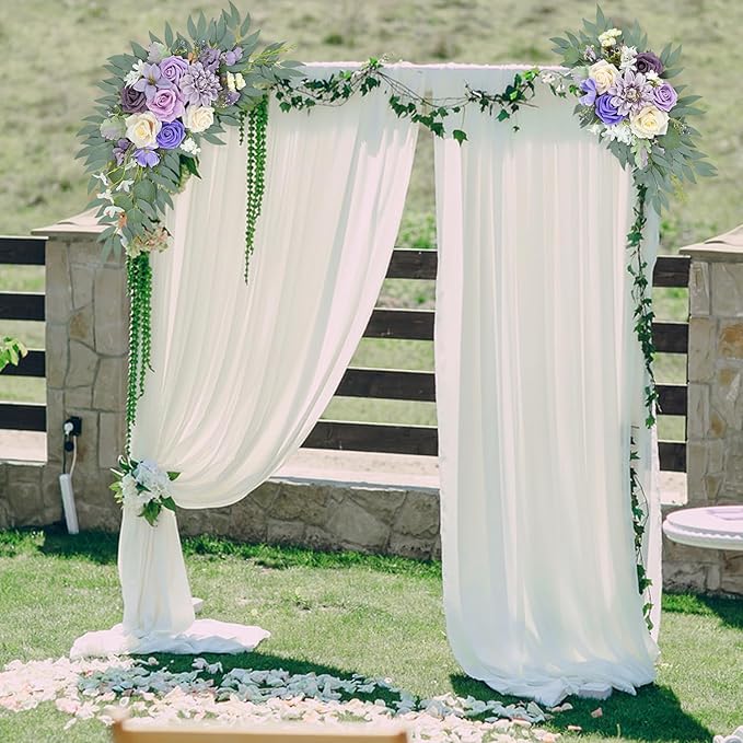 Purple Wedding Arch Flowers Set of 2, Artificial Arch Faux Flower for Centerpieces Party Home Decor, Ceremony Retirement, Birthday, Photo Backdrop Decor (Purple)
