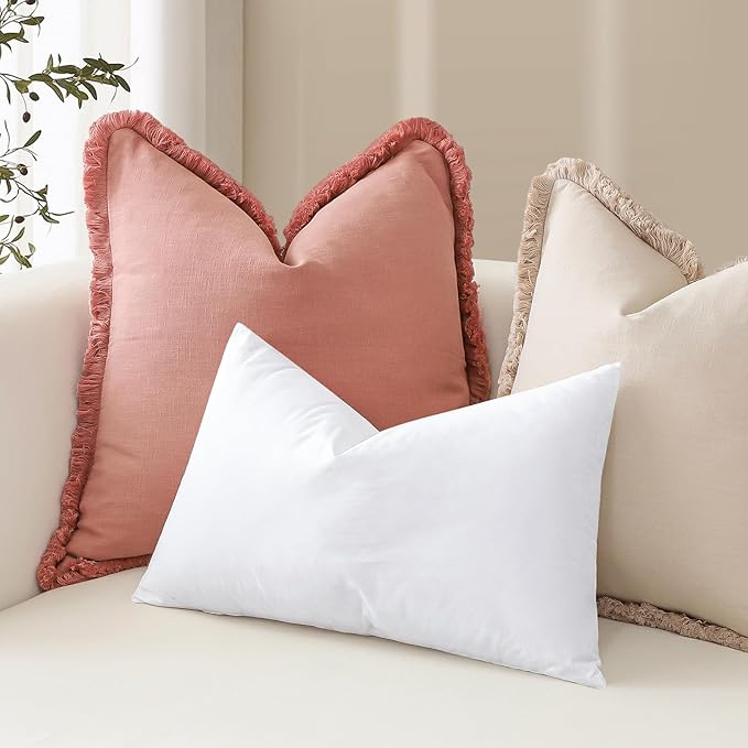 Artscope Synthetic Down Pillow Insert, 28x28 Down Alternative Throw Pillow Insert. Ultra Soft Fluffy Sleeping Pillow with 100% Cotton Cover, Decorative Pillows Set of 2-White.