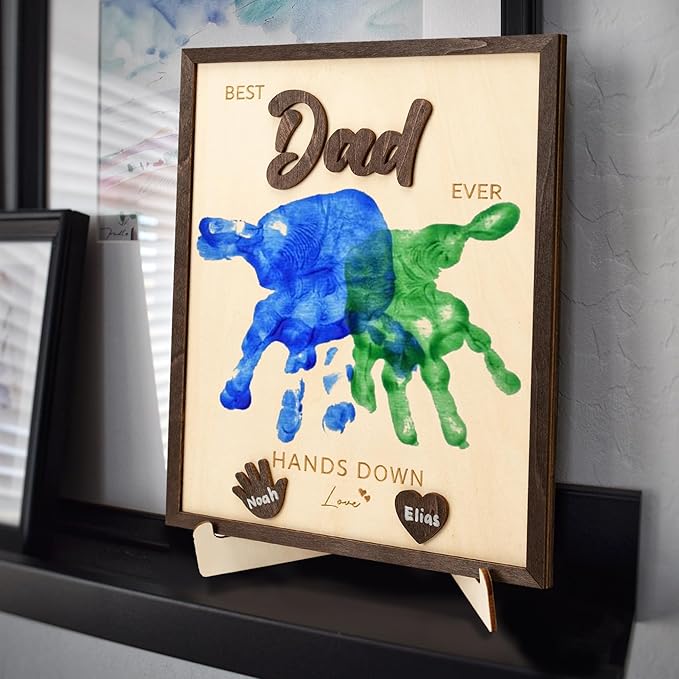 10" Gifts for Dad from Kids Custom fathers day Best Dad Ever gifts Hands down sign - Personalized Fathers Day Dads Gift from kids daughter son, First fathers day Daddy gift for new dad / Birthday