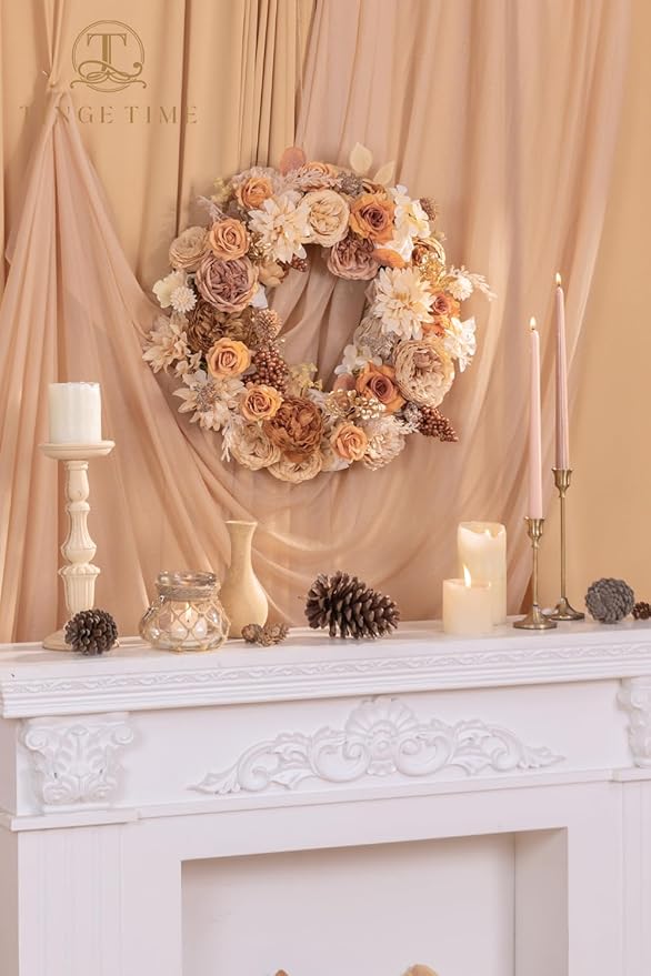 TINGE TIME Silk Fake Flowers Combo, Fake Foam Roses with Stems for DIY Wedding Bouquets Centerpieces Baby Shower Party Home Decorations(Nude Color & Pale Coffee)