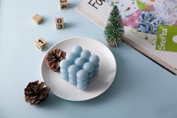Bubble Candle - Cube Soy Wax Candles, Home Decor Candle, Scented Candle Set 1 Pieces, Home Use and Gifting (Blue) Christmas Gifts