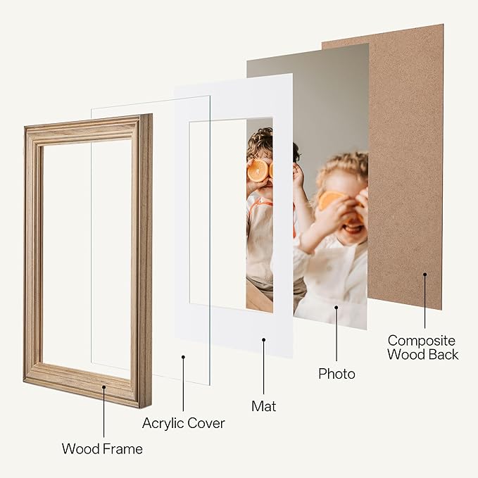 eletecpro Gallery Wall Frame Set of 10, Multiple Sizes Solid Wood Picture Frames Collage Wall Decor Including 2Pcs 8x10, 4Pcs 5x7, 4Pcs 4x6 Photo Frames, Natural, White, Brown