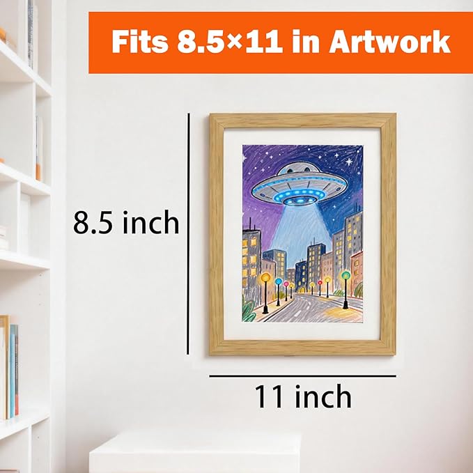 Kids Art Frames 8.5x11, 4-Pack Front Opening Changeable Picture Frames for Kids Artwork, Holds 150 Pieces Each, Artwork Storage and Wall Display Frame for Drawings, Portfolio, Wood