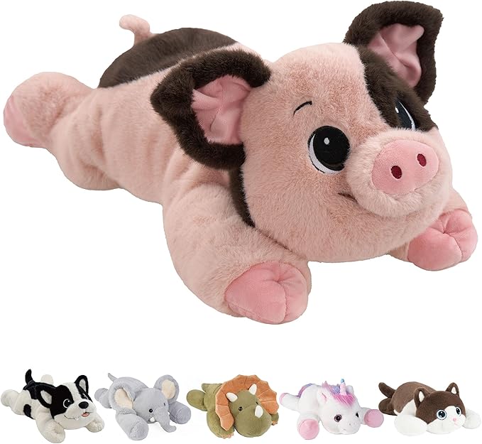 GILFWM 25" 5 lbs Weighted Stuffed Animals Pig :Big Large Weighted Plush Animal,Cute Plushie Pillow Toys,Extremely-Soft Washable Weighted Plush Pillowfort Gifts for Adults Kids Girls Boys