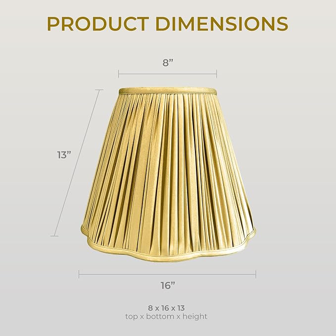 Royal Designs, Inc. BS-754-16AGL Bottom Scallop Gather Pleat Basic Lamp Shade, 8 x 16 x 13, Antique Gold