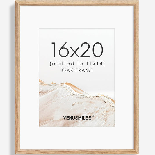 16x20 Picture Frame Natural Solid Oak Photo Frames with 11x14 Removable Mat Wall Hanging Large Handcrafted Frame with HD Plexiglass Wall and Tabletop Display Large Poster Frame