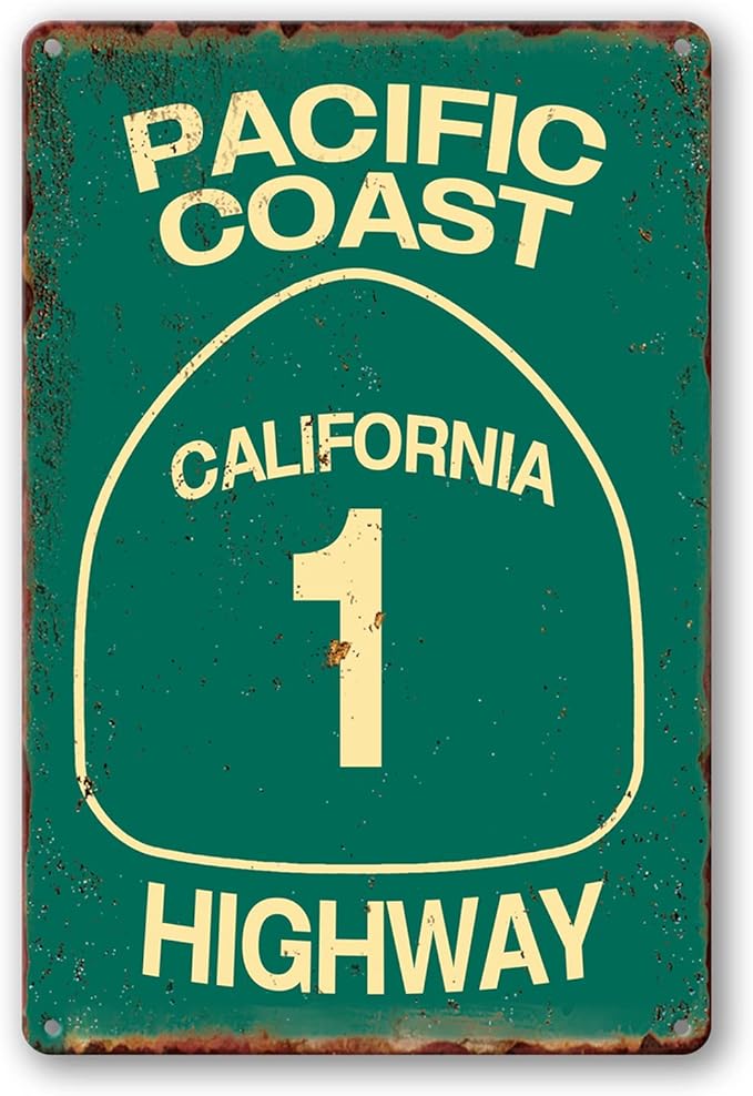 Vintage Metal Tin Sign Pacific Coast Highway Signs California Decor Abbey Street Road Sign Surf Tin Signs Summer Travel Gift 12 X 8 In