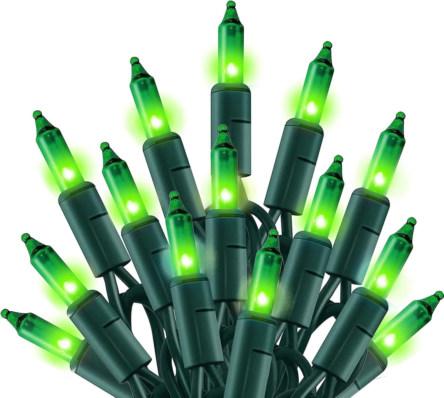 TW SHINE Green Christmas Lights, 18.5FT 100 Count Incandescent Halloween Lights, Waterproof St. Patrick's Day Decorations for Outdoor Indoor Xmas Tree Patio Home Party Garden Yard Decor