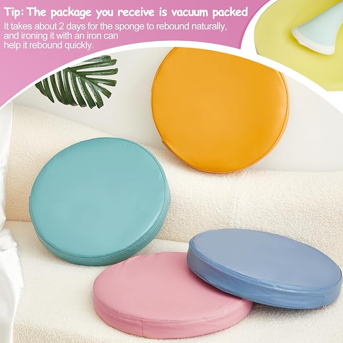 Juexica 4 Pcs Extra Thick Flexible Seating Floor Cushions Assorted Colored Pillow Floor Cushions for Classroom Soft Flexible Seating for Learning Sitting Office School Chair (Mixed Colors,Round)