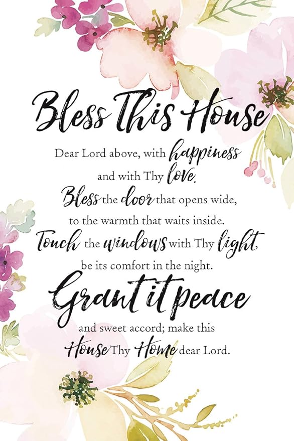 DEXSA Bless This House Wood Plaque with Inspiring Quotes 6"x9" - Elegant Frame Wall & Tabletop Decoration | Easel & Hanging Hook | Christian Family Religious Home Decor Saying | Made in the USA