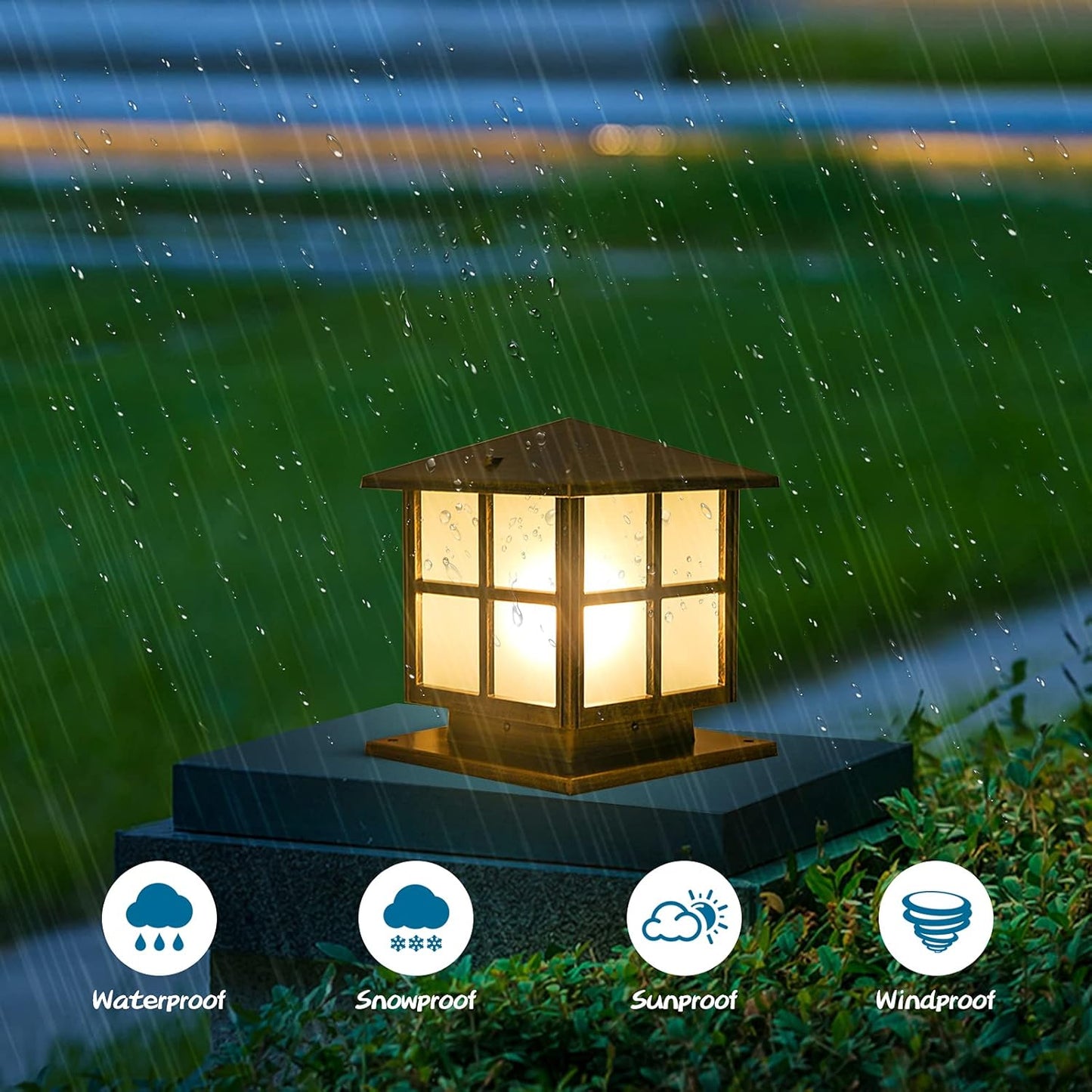 SLAWA Outdoor Post Lights Fixture, Modern Yard Entry Outdoor Column Lights with Aluminum Housing, Patio Pillar Lights Outdoor with Tempered Glass, IP65 Waterproof