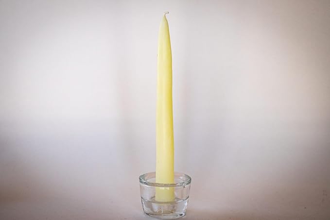 100% Pure Beeswax Taper Candles - All-Natural Handmade Decorative & Dipped Smokeless Unscented Candles for Christmas, Advent, and Hanukkah, Ivory White, 8.5 Inches, 24 Candle Set, by BeeTheLight