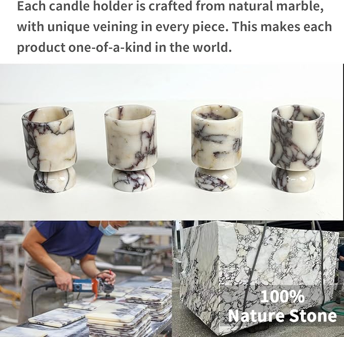 Vintage Marble Pillar Candle Holder, Natural Marble Candlestick Holder, French Centerpieces for Table, Elegant Marble Home Decor for Anniversary Weddings Valentine's Day
