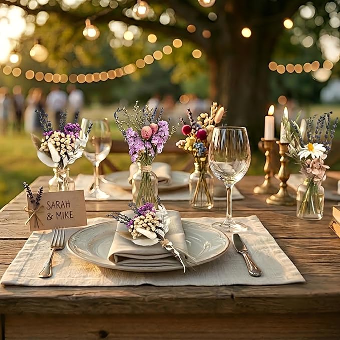 12/24PCS Handmade Dried Flower Bouquet with Stems Natural Dried Wildflowers 7.5 Inch Mini Dry Flowers for Vase Farmhouse Decor, Wedding Styling, Photography Props, Gift DIY(12pcs, Lavender)