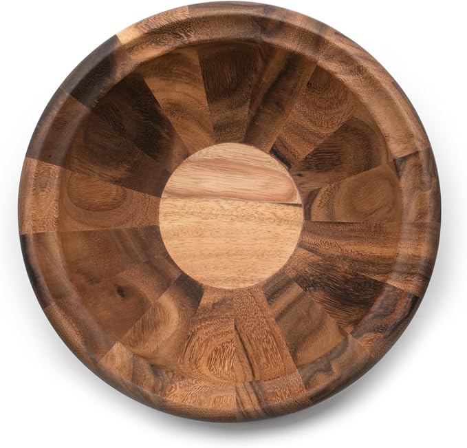 Ironwood Gourmet Acacia Wood Salad Bowl, Large 12" x 5" Salinas Fruit and Salad Bowl