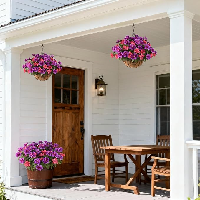 Hommyea Artificial Fake Flowers for Outdoor, 8 Bundles Faux Plants Silk Flowers Spring Decoration UV Resistant No Fade Plastic Flowers for Outside Planters Home Porch Patio Yard Garden Decor