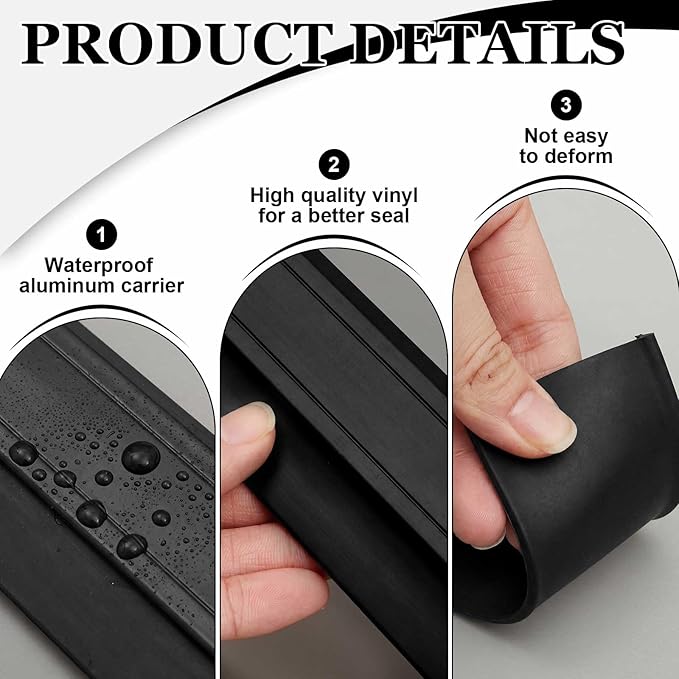 FoldTier 4 Pcs All-Season Door Sweeps for Bottom of Exterior and Interior Door, Aluminum Alloy and Rubber, Ideal for Residential & Commercial Use (1-3/4 x 32 Inch,Black)