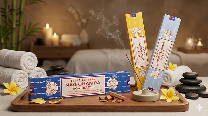 Satya Sai Baba Nag Champa Agarbatti, 250gms Hand Rolled Fine Quality Incense Sticks for Purification, Relaxation, Positivity, Yoga, Meditation (NC250 Pack of 3 -Divine)