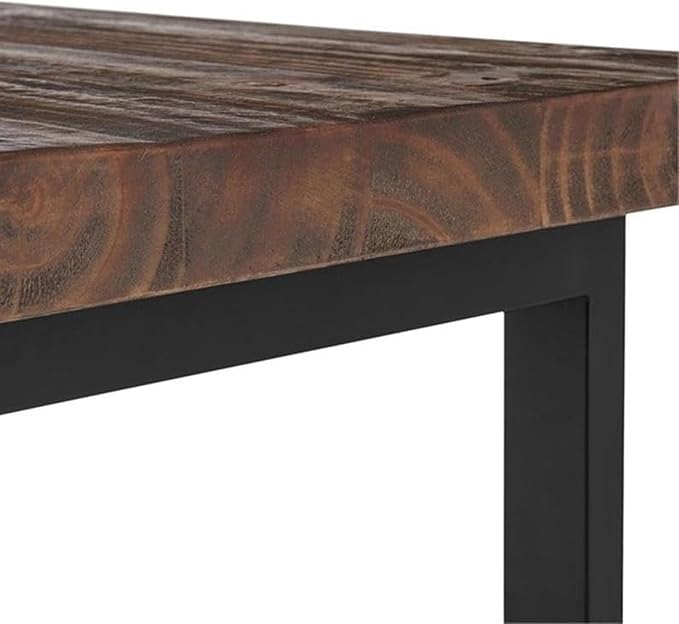 Alaterre Furniture Pomona Solid Wood 2-Tier End Table, Rustic Brown, 27” | Side Table or Nightstand with Storage Shelf and Metal Legs, Industrial Farmhouse Chair Side Table for Living Room or Bedroom