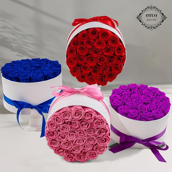 27 Piece Preserved Roses in a Box - Forever Flowers for Delivery Prime, Eternal Roses Mothers Gifts for Mom, Valentine's Day, Wife Anniversary Birthday Gifts for Women(Red)