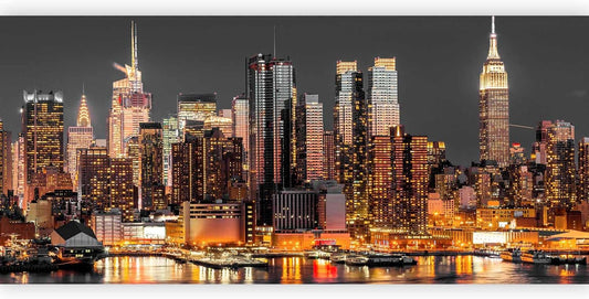 artgeist Wall Mural New York City 216x98 in - XXL Non-Woven Corner Wallpaper Fleece Angle Wall Decor Photo Print Picture Image Design Modern Night Skyline Panorama d-B-0060-a-e