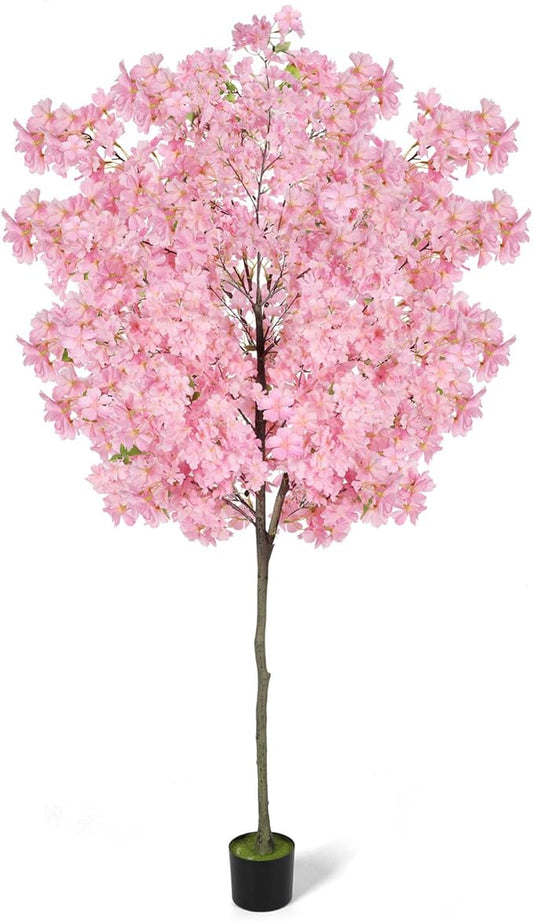 6Ft Tall Cherry Blossom Artificial Tree,Fake Pink Cherry Blossom Tree,Lifelike Decorative Plant in Pot for Indoor/Outdoor, Christmas, Garden,Home Office Dec