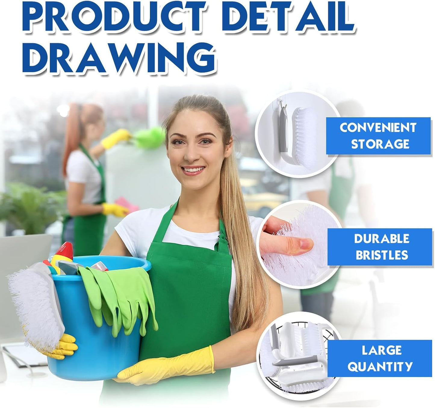 Lallisa 12 Pcs Scrub Brush for Cleaning with Handle Comfortable to Grip Heavy-Duty Flexible Stiff Bristles Scrubber Brushes Bulk for Shower Bathroom Carpet Kitchen Floor Tiles (Gray)