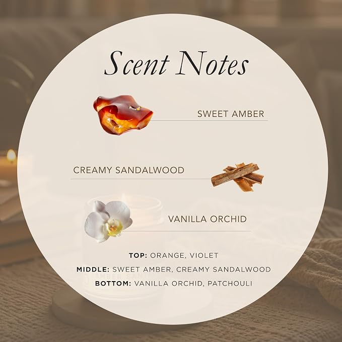 Bia Candle Co Amber Santal Soy Candle, Sandalwood Amber Vanilla Scent, Perfume Inspired, Hand Poured USA, High Fragrance Load, Lead-Free Wick, Reusable Glass Jar, Warm Romantic, 7 oz