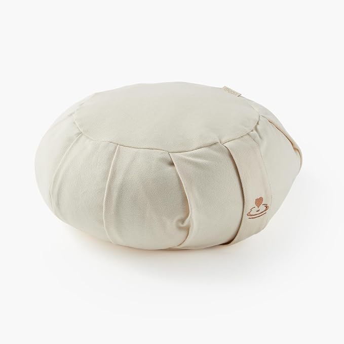 Myga Zafu Yoga Meditation Cushion with Washable Cover - Floor Cushion Pillow with Natural Buckwheat Filling - Soft Round Cotton Design for Meditating or Pranayama Exercises