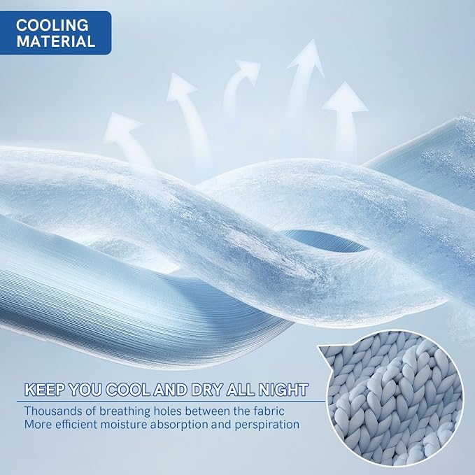 YnM Cooling Chunky Throw Blanket, Medium-Weight, Hand Knitted, Skin Friendly, Ventilated and Breathable, Machine Washable, Home Décor Piece for Couch, Sofa and Bed (Azure Blue, 50x70 Inch)