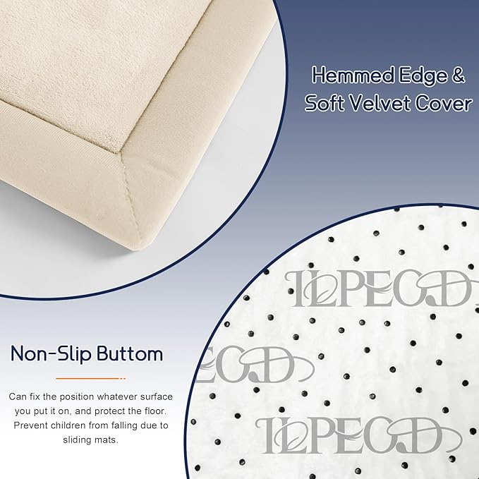 Baby Play Mat for Floor Nursery Rug Muscle Mat Area Rug Playroom Rug 39"x59" Playpen Mat Elastic Foam 1.3" Thick Crawling Mat for Babies,Toddlers, Infants, Kids,A Beige