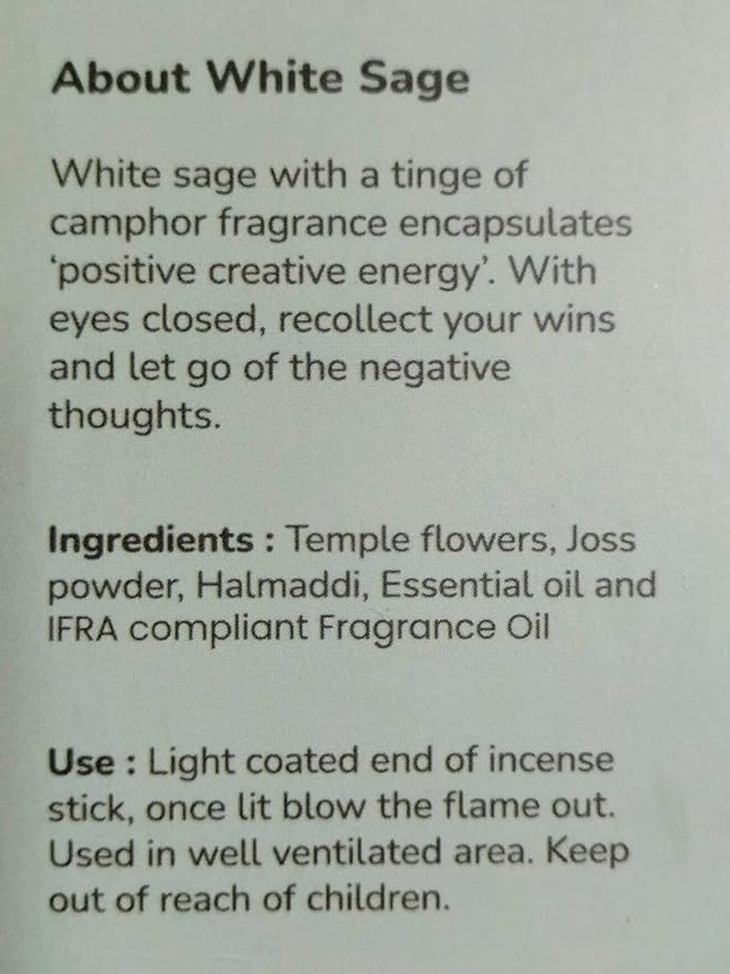 White Sage Incense Sticks for Cleansing - (80 Scented Sticks) Charcoal Free, Made from Upcycled Flowers | Protection Incense to Cleanse Negative Energy