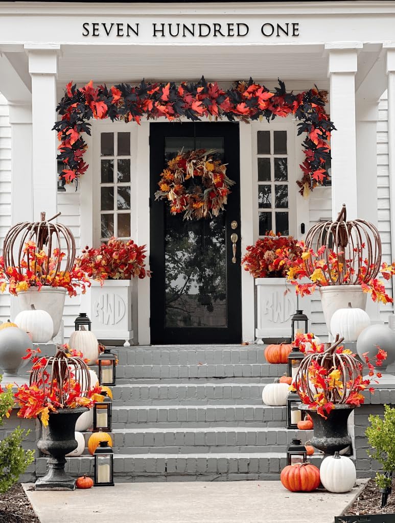Lvydec 2 Pack Halloween Fall Maple Garland - 5.9ft/Piece Artificial Hanging Fall Leave Vines Garland Autumn Decor for Thanksgiving Home Wedding Party