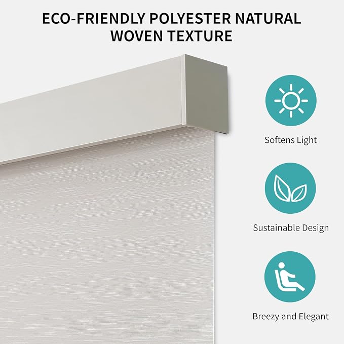 Joydeco 100% Blackout Roller Shades (Pro), Free-Stop Cordless Blinds for Windows, UV Protection, Natural Woven Blinds for Home and Office, Light-Proof Aluminum Cover (Beige, Custom Size)