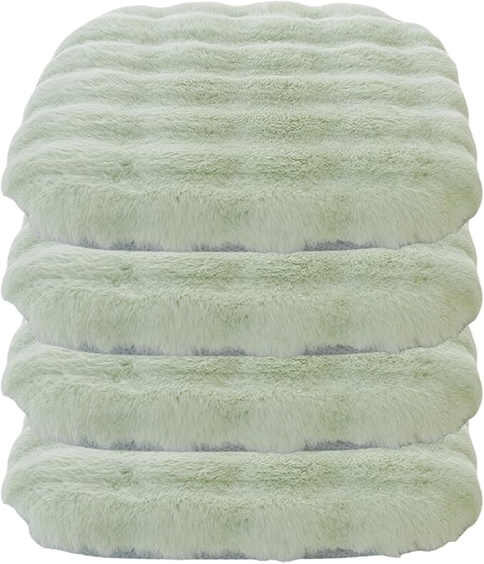 Lifup 4 Pack Square Chair Pads Memory Foam Seat Cushion Soft Cozy Plush Non Slip Thick Pad with Ties and Removable Cover for Dining Room, Office Green 18 x 18 Inch