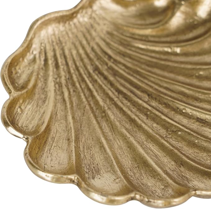 NIKKY HOME 2 Pack Seashell Ring Holder Jewelry Tray, Gold Trinket Dish | Coastal Small Metal Decorative Tray for Women, Elegant Storage Organizer for Vanity & Bathroom, Wedding & Engagement Gift