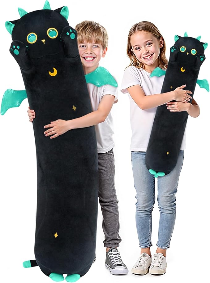 Mewaii Long Cat Plush, 5 Sizes, 120% Extra Filling Giant Plushness Kids Body Pillow, Kawaii Cute Big Eyes Stuffed Animal Plushie, Big Long Body Pillow Gift for Girls 36'
