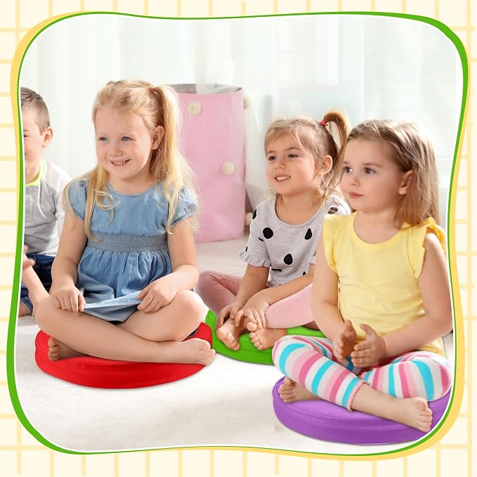 Juexica 6 Pcs Extra Thick Flexible Seating Floor Cushions Assorted Colored Pillow Floor Cushions for Classroom Soft Flexible Seating for Learning Sitting Office School Chair (Multicolor,Round)