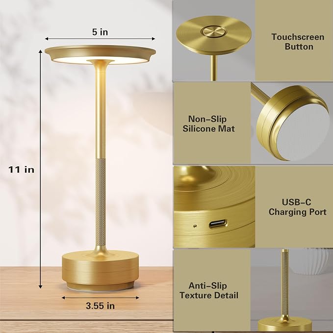Cordless LED Table Lamp,Portable Rechargeable Battery Operated Table Lights